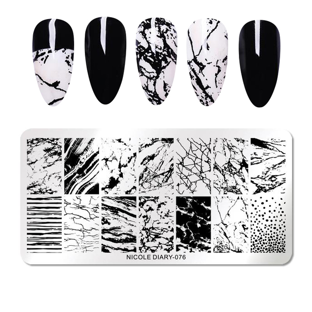 DIARY Line Flower Nail Stamping Plates Chinese Style Letter Pattern Nail Art Stamp Templates Face Leaf Printing Stencil