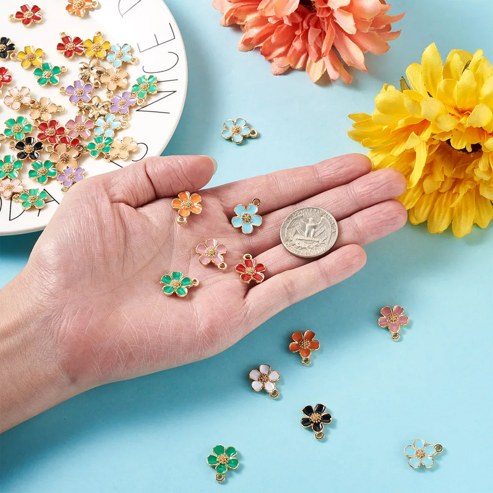 32pcs/Box Alloy Enamel Pendants DIY Accessories Cherry Mixed 8 colors 18x13x3mm 4pcs/color