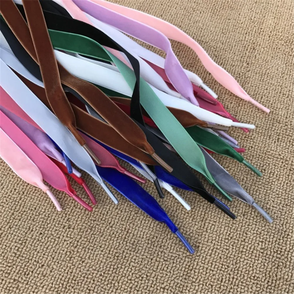 

Elastic Shoe strings 1.6cm Width Velvet Surface Shoelaces Unisex Black Colorful Sports Shoes Laces casual Schoenen Veters