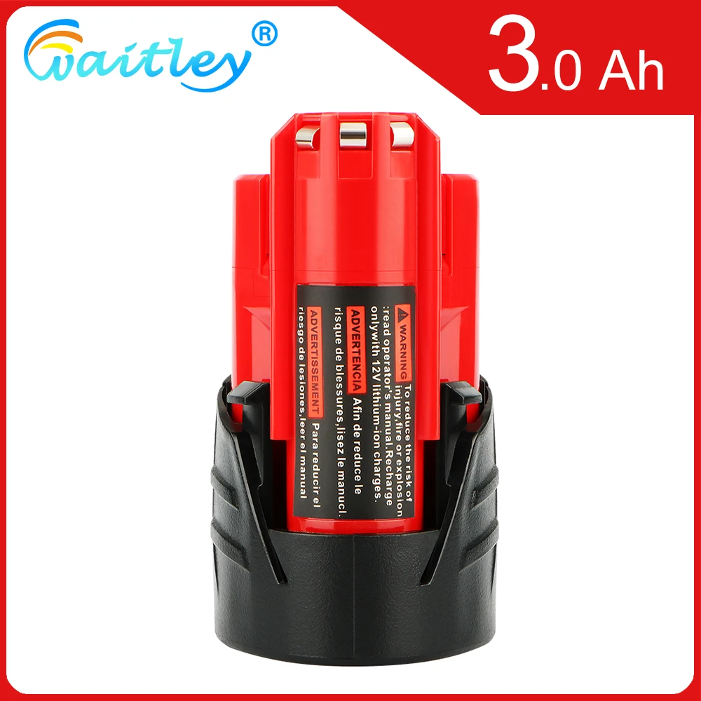 Waitley M12 12V 3A Lithium ion Battery for Milwaukee 12Volt Li-ion XC 48-11-2420 48-11-2411 48-11-2440 48-11-2402 Tools | Электроника