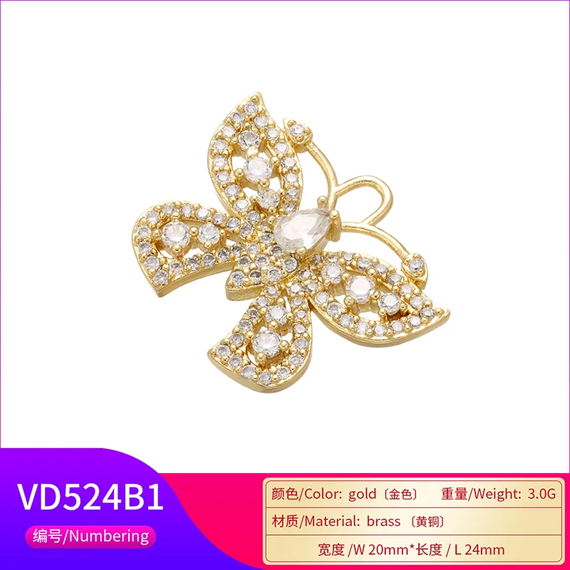 ZHUKOU 20x24 мм шикарный Кристалл животных бабочка кулон для женщин ожерелье серьги ювелирные изделия аксессуары производственная модель: VD524