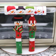 3 шт./компл. холодильник микроволновая дверная ручка ручки тканевые скатерти Рождественское украшение в виде снеговика узор дизайн рождественские украшения