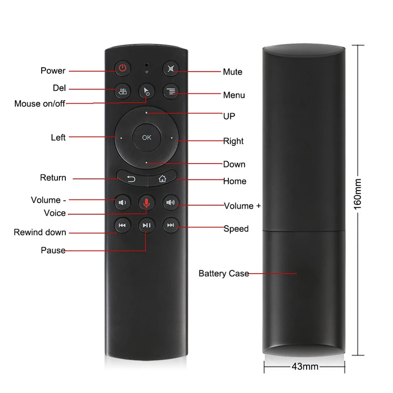 G20 голосового Air Мышь 2,4 ГГц Беспроводной микрофон дистанционного Управление ИК-обучения 6-осевой гироскоп для ПК Android умные ТВ коробка ПК