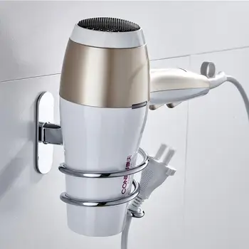 

Bathroom Accessories Hair Dryer Holder Wall Mounted Rack Hair Dryer Stand Stainless Steel Hair Dryer Hanger Bathroom Shelves