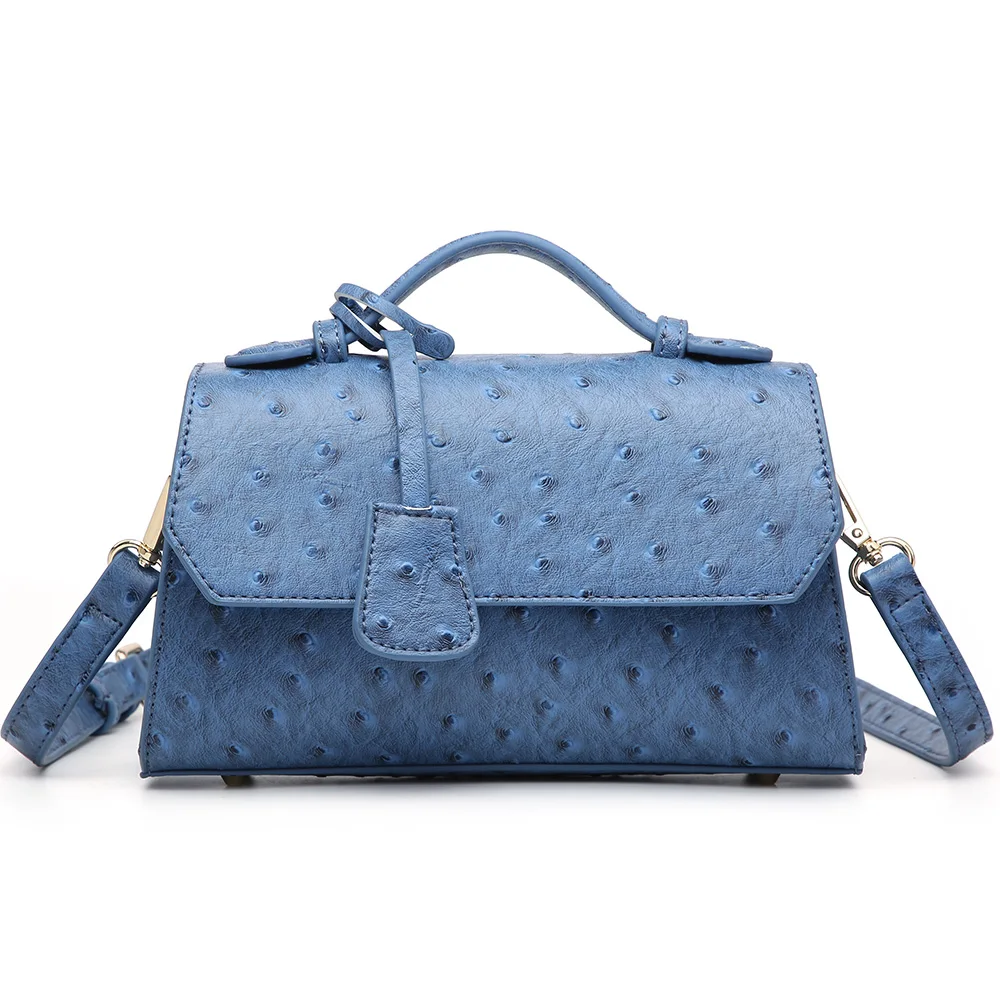 Женская модная сумка из змеиной кожи с длинным ремешком, сумка через плечо, сумка из страуса кофейного цвета, элегантный клатч с подвеской - Цвет: Ostrich Blue