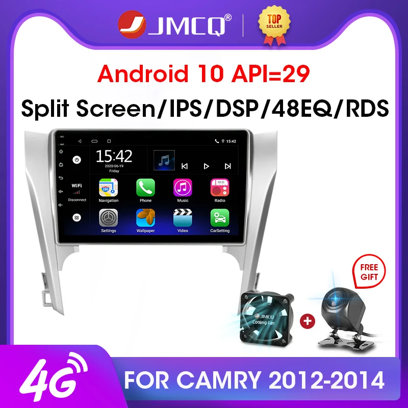 

JMCQ 10.1" 2din Android 10 Car Radio Multimidia Video Player RDS DSP For Toyota Camry 8 50 55 2012-2015 Navigation GPS Head Unit