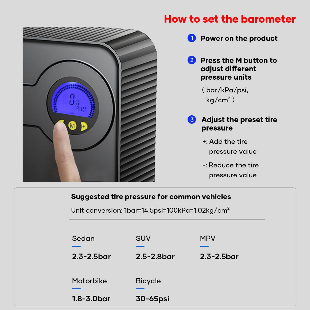 ROCK Portable Inflator Pump Car Air Compressor DC 12V Digital Tire Inflator 7 ROCK Portable Inflator Pump Car Air Compressor DC 12V Digital Tire Inflator 7