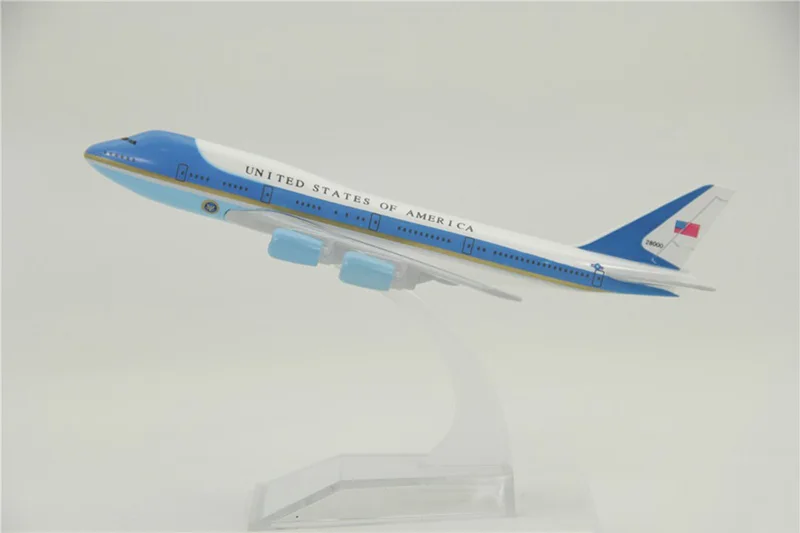 16 см литой под давлением самолет 1:400 самолет Boeing B747-300 модель ВВС один шасси сплав самолет статические коллекционные игрушки - Цвет: with base