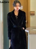 Lautaro Winter Oversized Long Black Soft Faux Fur Trench Coat for Women Long Sleeve Sashes Casual Stylish Korean Fashion 2021 1