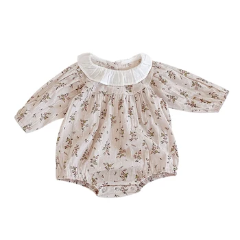

Autumn Explosion New Models Female Baby Floral Long-sleeved Lotus Leaf Collar Robe Baby Wild One-piece Jumpsuit