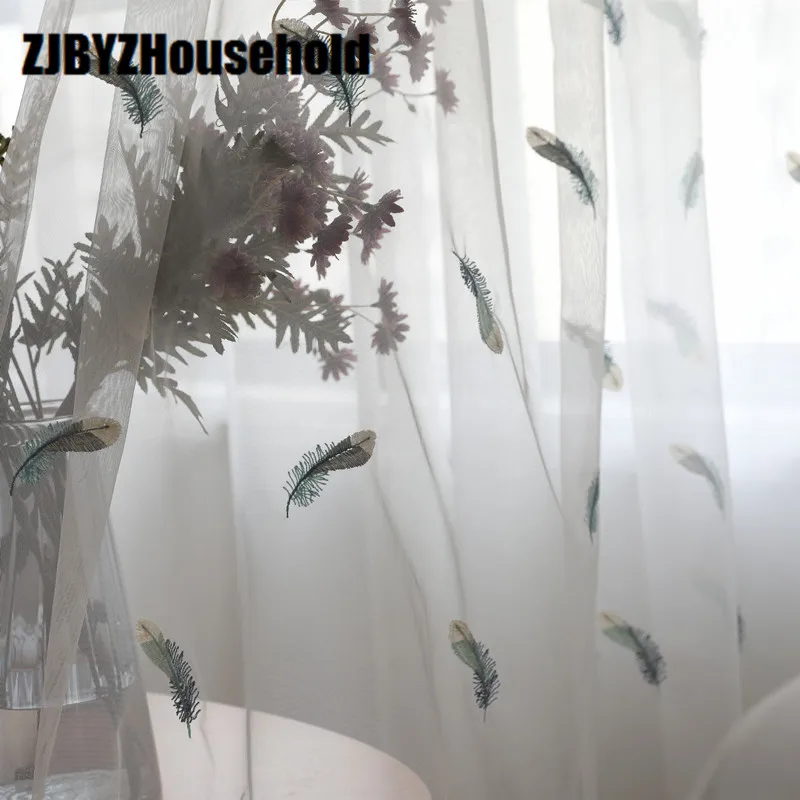 Multi-color Flat Embroidery Screens Modern American Joker Embroidered Curtain Shallow Tulles for Living Dining Room Bedroom | Дом и сад