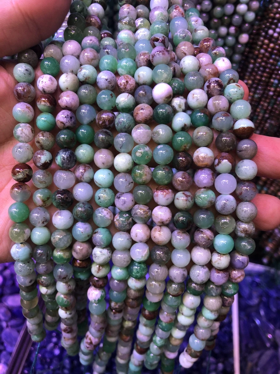 

Wholesale 100% Natural Green Chrysoprase 6mm 8mm Round Gem Stone Loose Beads 15.5" for jewelry diy