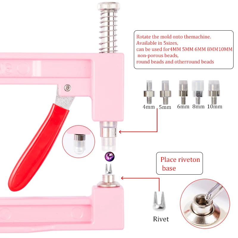 Craft Supplies Hand Press Pearl Setting Machine Beads Rivet Fixing Machine Supporting Beads DIY For Clothes Leather Jacket Bracelet Bag