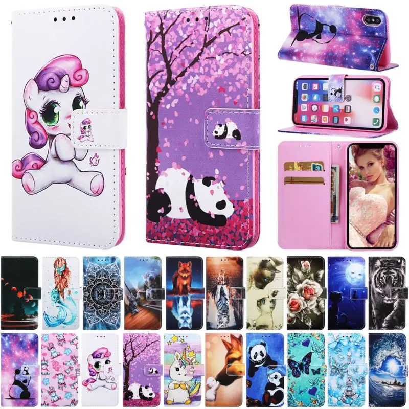 Для Fundas samsung Galaxy M10 M20 M30 S8 J6 плюс A10 A10E A20E A20 A30 A40 A50 A70 чехол с откидной крышкой с отделением для карт с милый тонкий кожаный чехол-книжка чехол DP03D