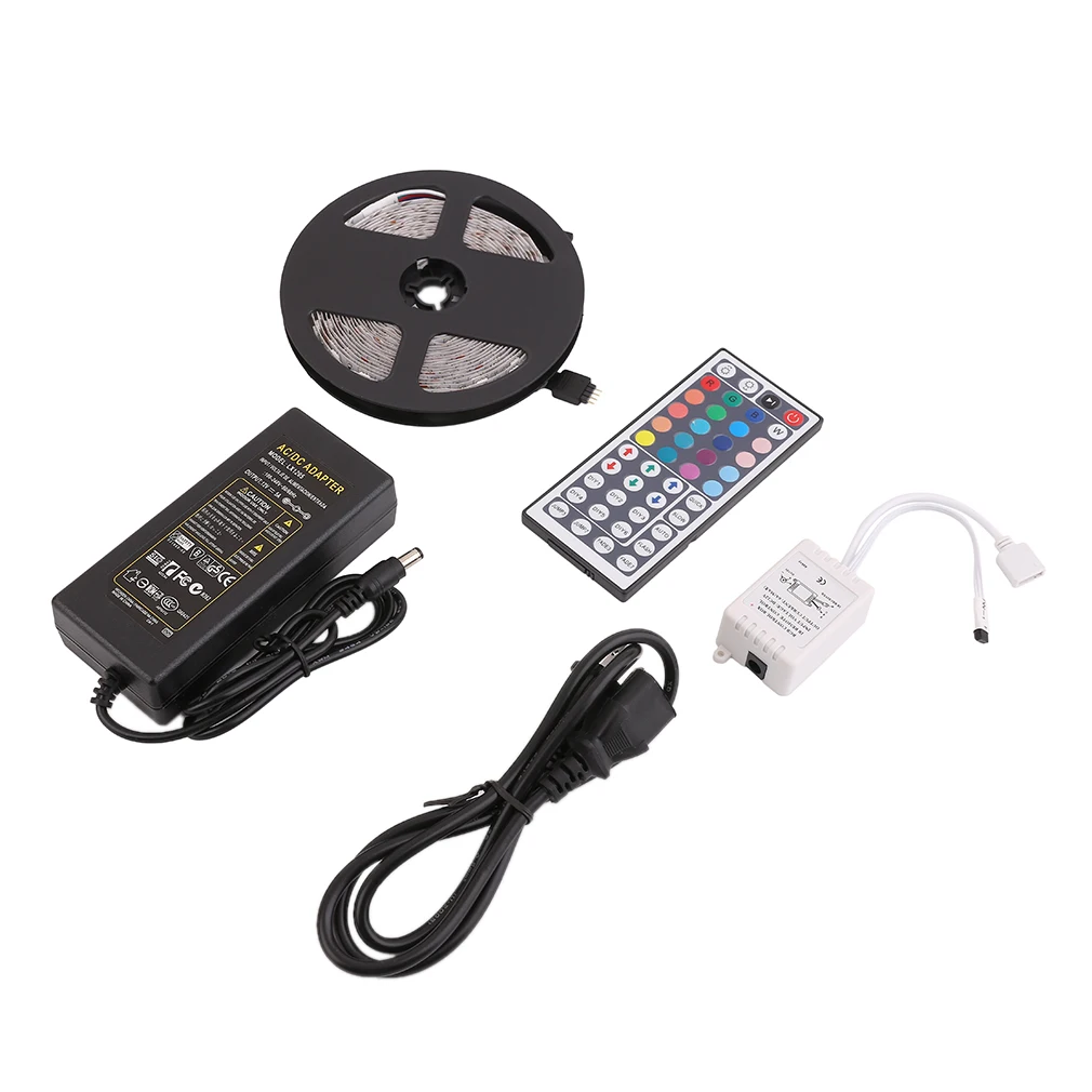 

5M 5050SMD RGB 300 LED Strip Flexible Waterproof Light with 44key Remote Controller And 5A Power IP20 UK/US/EU Plug