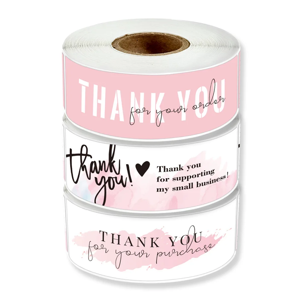 

120Pcs/roll Pink Thank You for Your Order Stickers Labels for Envelope Sealing for Small Business Decor Sticker Stationery