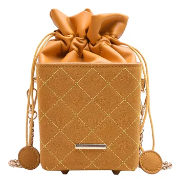 

2020 New Arrival Women’s Bag Diamond Pattern Chain Bucket Bags Fashion Large Capacity Unique Design Lady Sling Bag