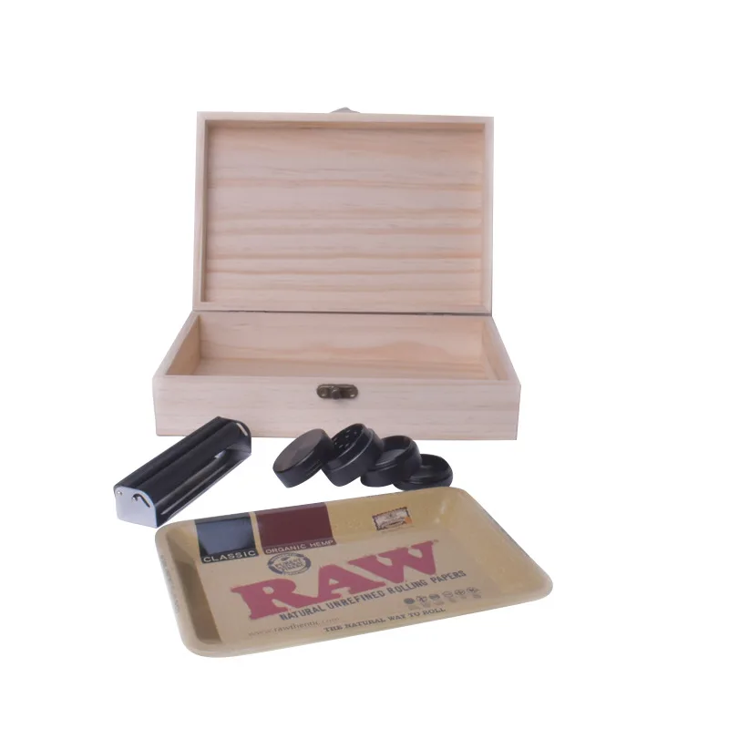 4Pcs/set Tobacco Set Cigarette Rolling Machine Herb Grinder Storage Pipe Smoking Accessories Wood box Gift | Дом и сад