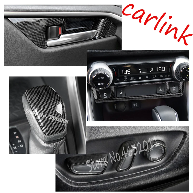 

ABS Carbon Fibre For Toyota RAV4 2019 2020 interior kit Car inner door Bowl Gear Head seat adjustment heating accessories