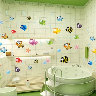 AliExpress Foreign Trade Removable Wall Adhesive Paper Bathroom Toilet Decoration Flounder Wall Sticker AY618