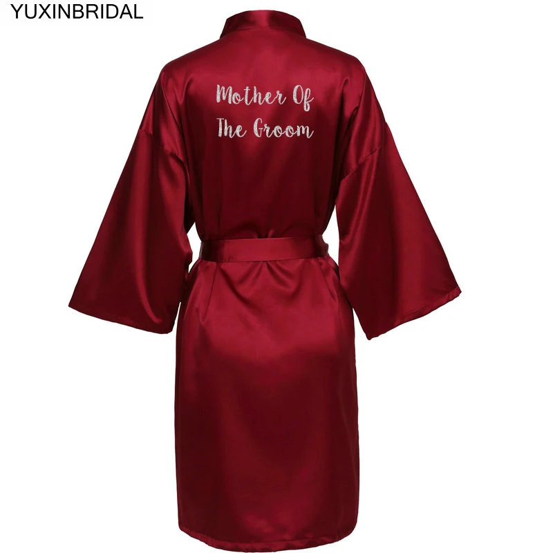 YUXINBRIDAL, красное вино, новинка, халат для невесты, подружки невесты, халат для мамы, сестры невесты, свадебный подарок, кимоно, атласные халаты 001 - Цвет: burgundy mother G