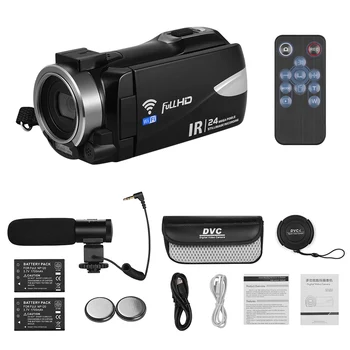 

Portable 1080P FHD 16X Zoom Rotating TFT Screen External Mic Digital Video Camera Camcorder DV 24MP Support IR Night Vision WiFi