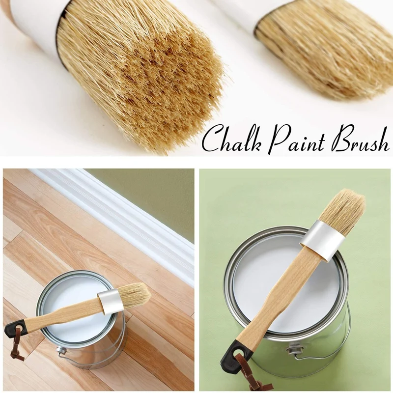 3Pack Chalk and Wax Paint Brushes Bristle Stencil Brushes for Wood Furniture Home Wall Decor best paint brush 