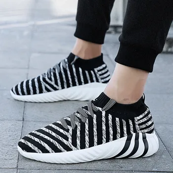 

Autumn Winter Classic Men Low-Cut Casual Sport Shoes Fashion Stdent Large Size Male Zibra Print Socks Snakers zapatillas hombre