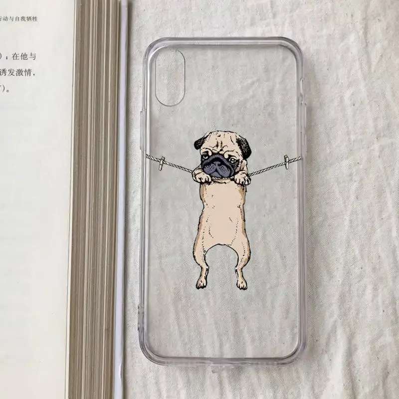 iphone 13 pro max case clear cute pug dog Phone Case for iPhone 11 12 13 mini pro XS MAX 8 7 6 6S Plus X 5S SE 2020 XR case iphone 13 pro max case clear