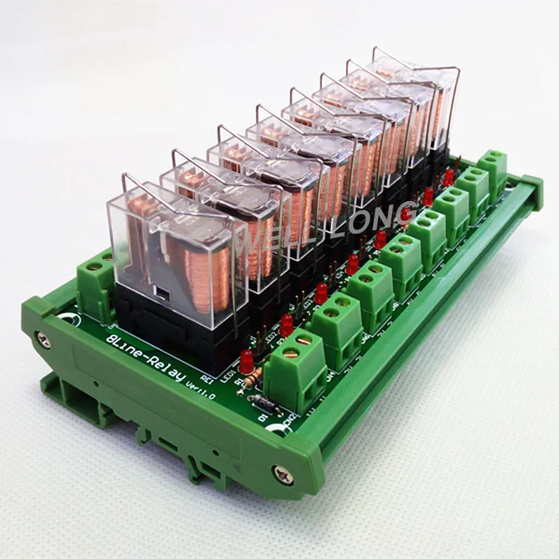 

DIN Rail Mount 8 SPDT 16A Power Relay Interface Module,G2R-1-E DC12V Relay.