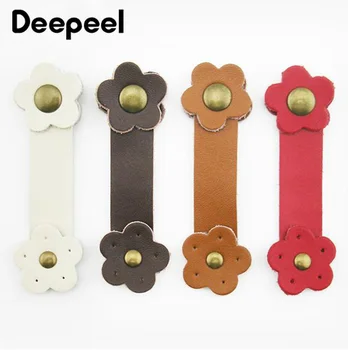 

Deepeel5pcs 2.5*6.5cm Flower Genuine Leather Bag Hasp Clasp Buckle DIY Bags Notebook Garment Decoration Snap Button Crafts BF013