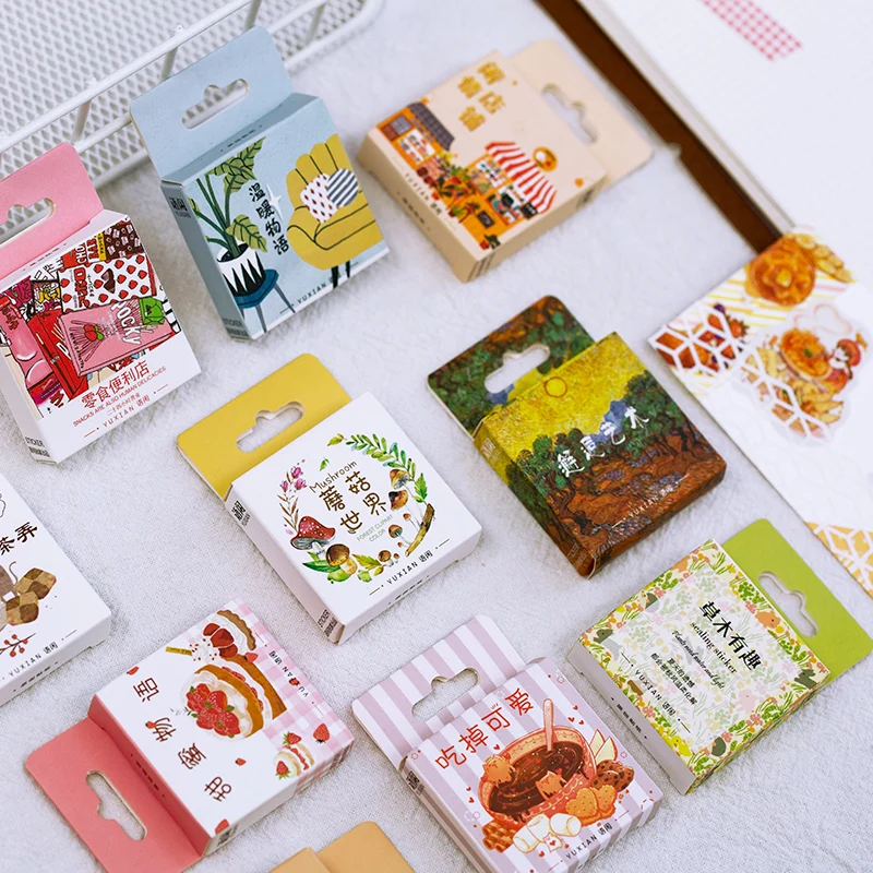 50pcs/box Autumn Whispering Series Cute Boxed Kawaii Decoration Stickers Planner Scrapbooking Stationery Japanese Diary Stickers afbeelding