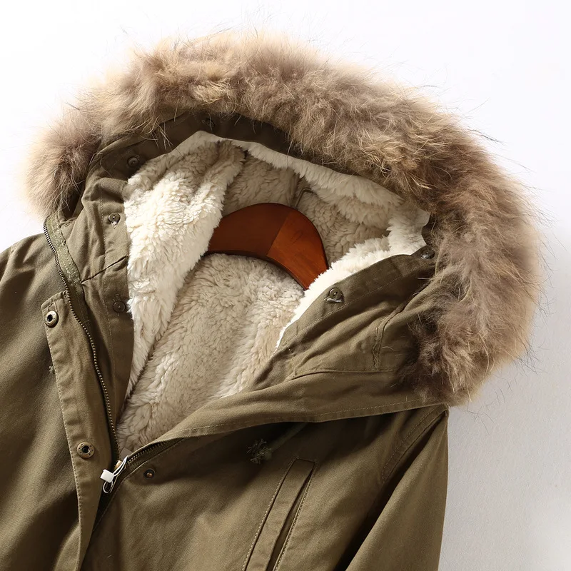 

WOMEN'S Dress Autumn And Winter New Style Hooded Fur Collar Drawstring Waist Hugging Thick Warm Mid-length Cotton-padded Clothes