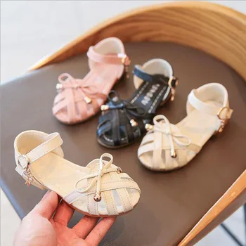 

Summer Girls Sandals Soft Closed Toe Chidlren Shoes Girls Shoes Princess Dance Kids Shoes Roman Toddler Baby Shoes Size 21-36