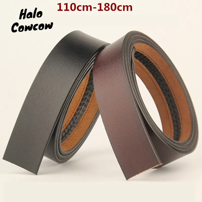 

110 130 140 150 160 170 180cm Belt Body No Buckle Men Plus Size Belt Cowhide Genuine Leather Automatic buckle Belts 3.5cm Width