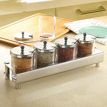 

Glass Kitchen Gadgets Spice Bottle Seasoning Box Spice Storage Bottle Jars Salt Pepper Cumin Powder Box Set MJ710