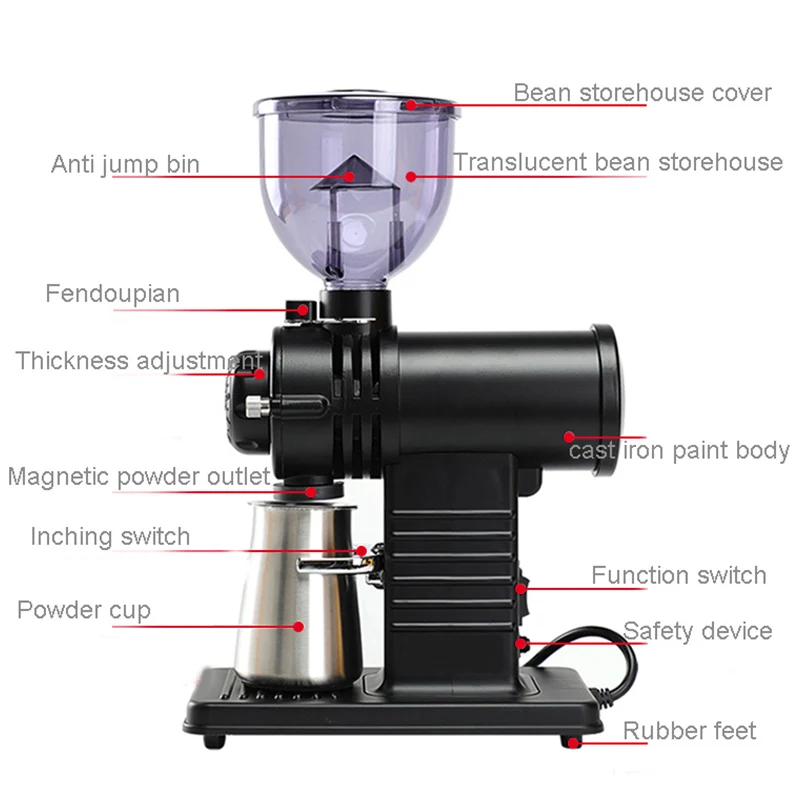 110-220V electric coffee bean grinder N520 household automatic coffee bean grinder detachable 10-speed adjustable fast grinding 3
