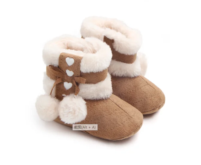 Теплые зимние рождественские ботинки с бантом; обувь для малышей; детская обувь с милым дизайном; обувь принцессы; Милая обувь