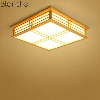 

Creative Wood Ceiling Lamp Japanese Style Ceiling Light Fixture for Dining Room Bedroom Luminaire Modern Home Deco Lighting 220V