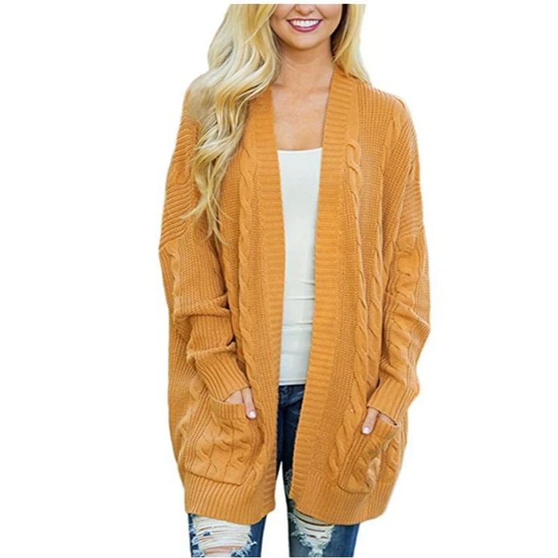 

Women Autumn Winter Cardigan Sweater Oversized Multi Color Long Sleeve Knitted Sweaters With Pockets Woman Lounge Wear Plus Size
