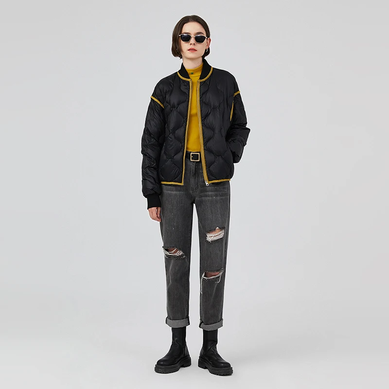 Toyouth Women Down Jackets Thickening Duck Black Greee White Warm Solid Short Baseball Collar Casual Chic Style Overcoat