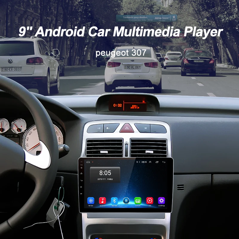 Junsun 4G+ 64G Android 9,0 для peugeot 307 2002-2013 авто 2 din автомагнитола стерео плеер Bluetooth gps навигация нет 2din dvd