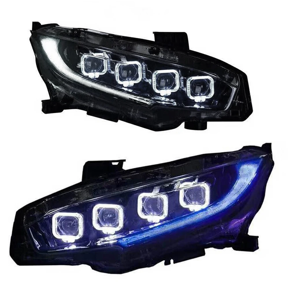 2 шт. автомобилей головной светильник s для Honda Civic 10th HID светодиодный головной светильник s с движущимися поворота светильник налобный фонарь светодиодный DRL Передняя лампа
