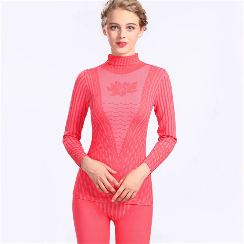 Fashion Printed Striped Women's Thermal Underwear Set Winter Turtleneck Cotton Long Johns Women thermo Clothing Pajamas