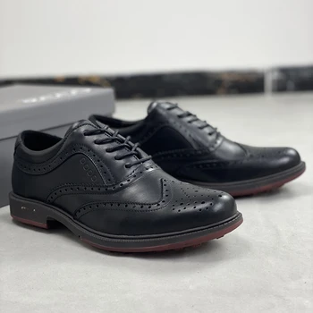 

New Men Leatehr Golf Shoes Black Anti Slip Spikless Walking Footwears Golfer Comfortable High Quality Golfing Sneakers Men