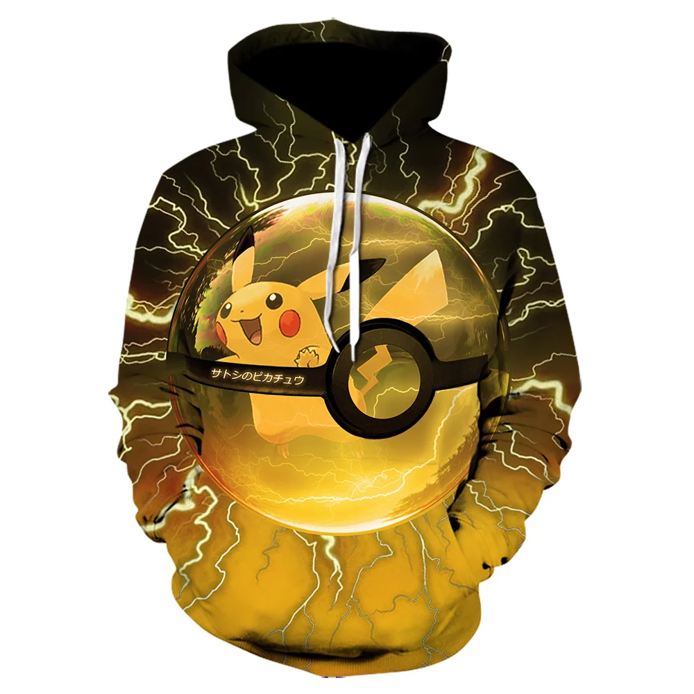  New 3D printing Hoodie in winter haajuku fashion coat cartoon Pokemon hoodies anime Pikachu leisure