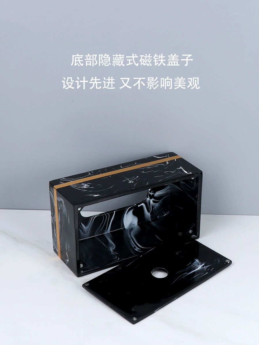 European Style Marble Pattern Paper Box Resin Material Tissue Box Simple Living Room Coffee Table Creative Napkin Paper Box 3