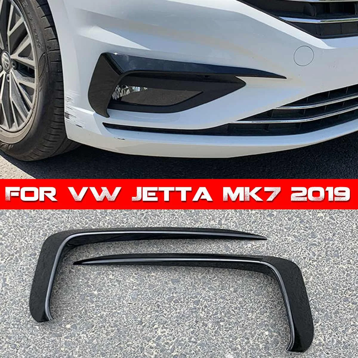 

ABS Bright Black Front bumper front Front wind knife For VW JETTA MK7 2019+ Car styling