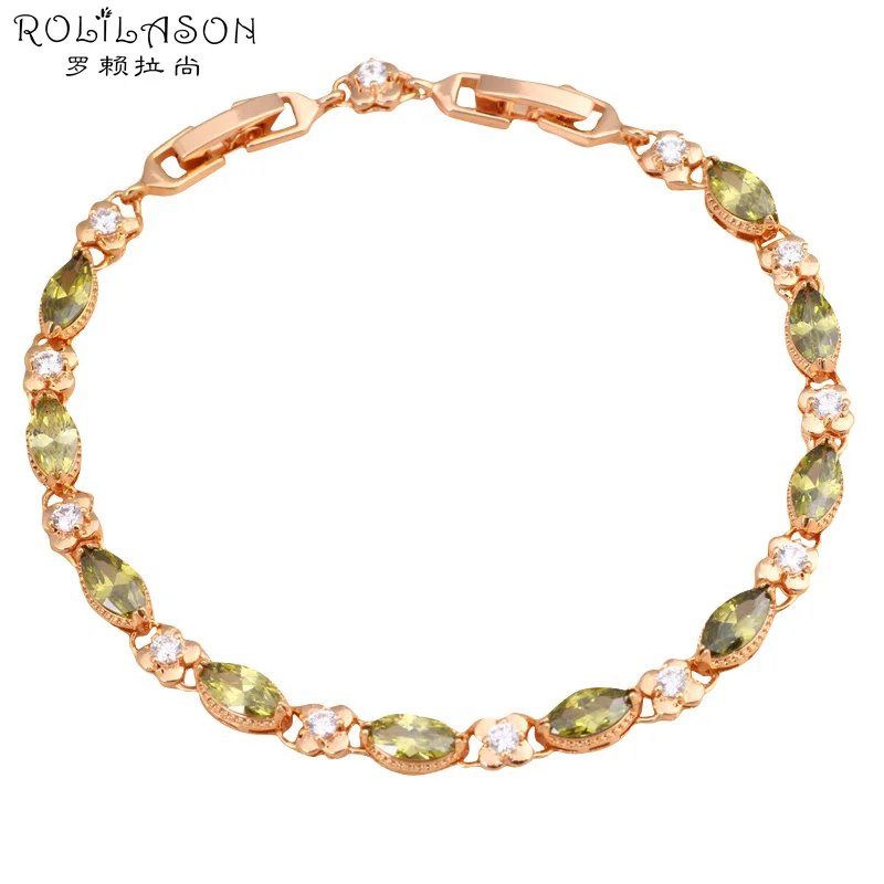 Роскошный подарок для мамы цветочный дизайн золотой тон Модные украшения Перидот Зеленые циркониевые браслеты никель и свинец TBS756