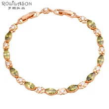 Роскошный подарок для мамы цветочный дизайн золотой тон Модные украшения Перидот Зеленые циркониевые браслеты никель и свинец TBS756